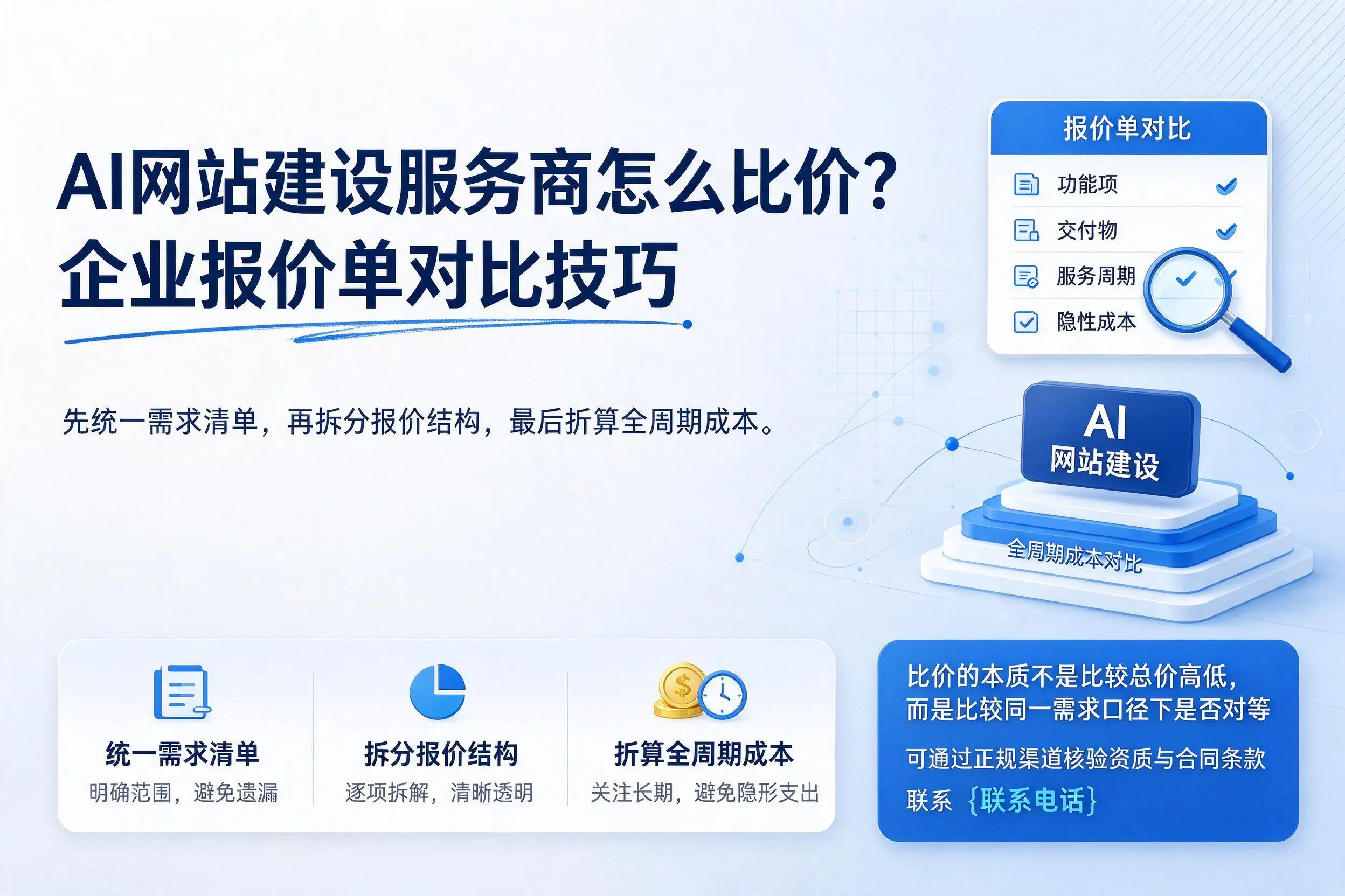 AI网站建设服务商怎么比价?达州企业报价单对比技巧