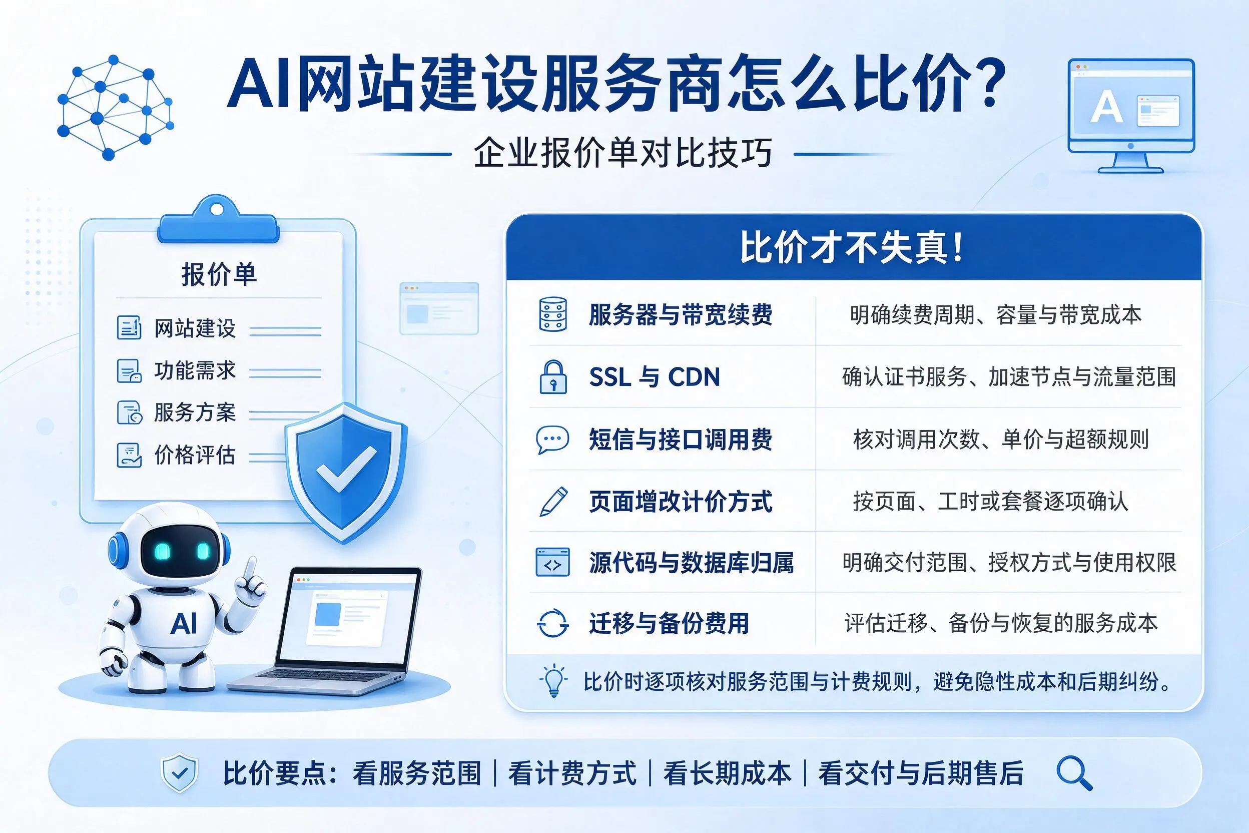 AI网站建设服务商怎么比价?达州企业报价单对比技巧